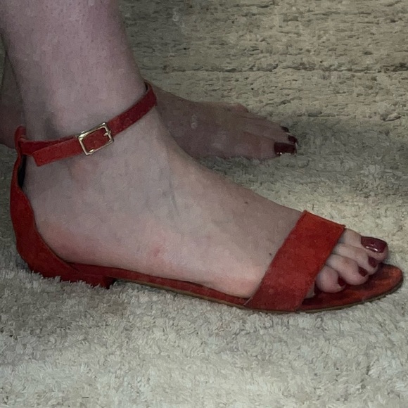 Real Italian Red suede sandals with a 0.75" inch heel by Borgo Giannotti - Picture 6 of 11
